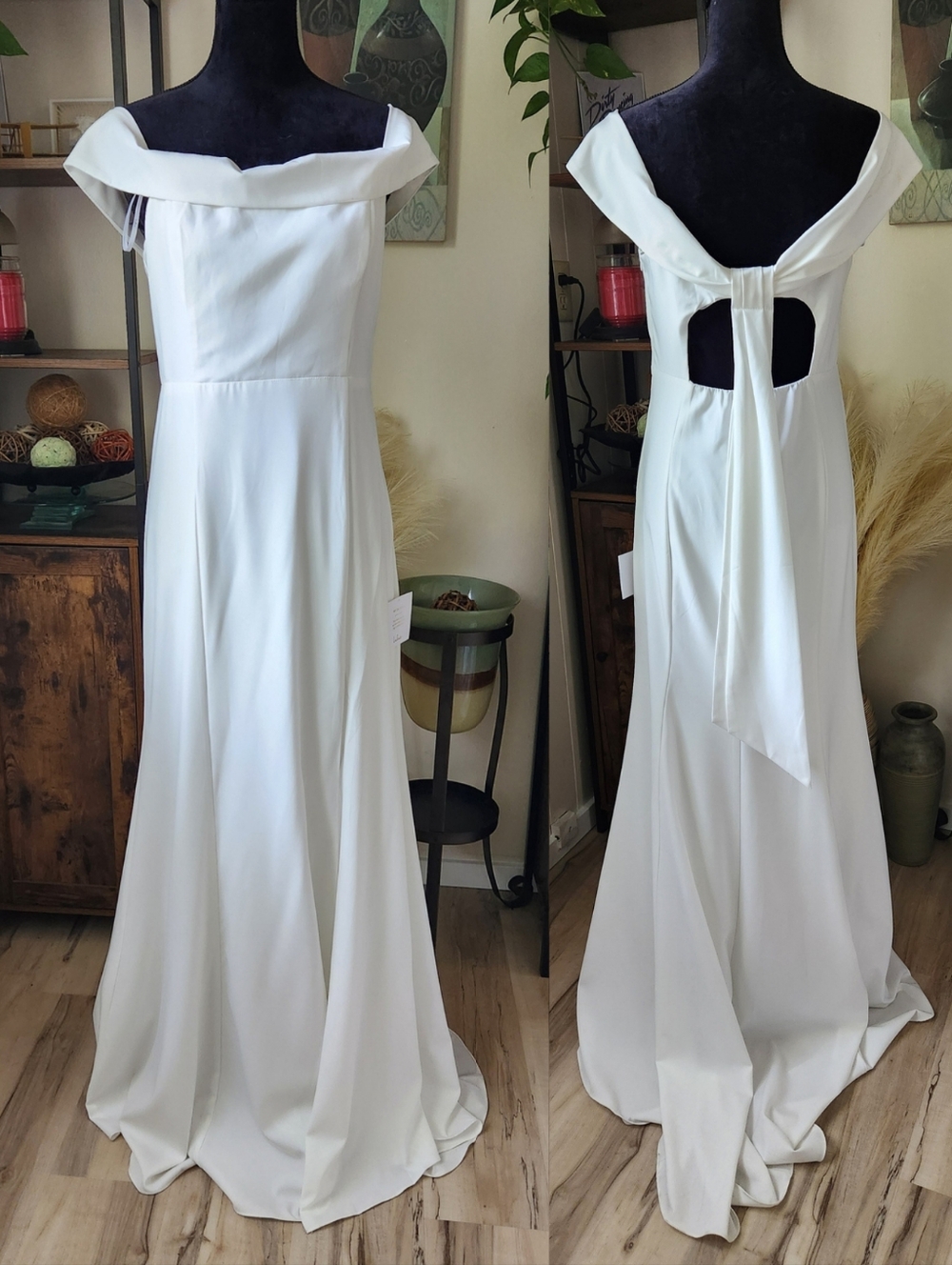 Lulus Dress Off-White Bridal Formal Off the Shoulder Dress Size XL